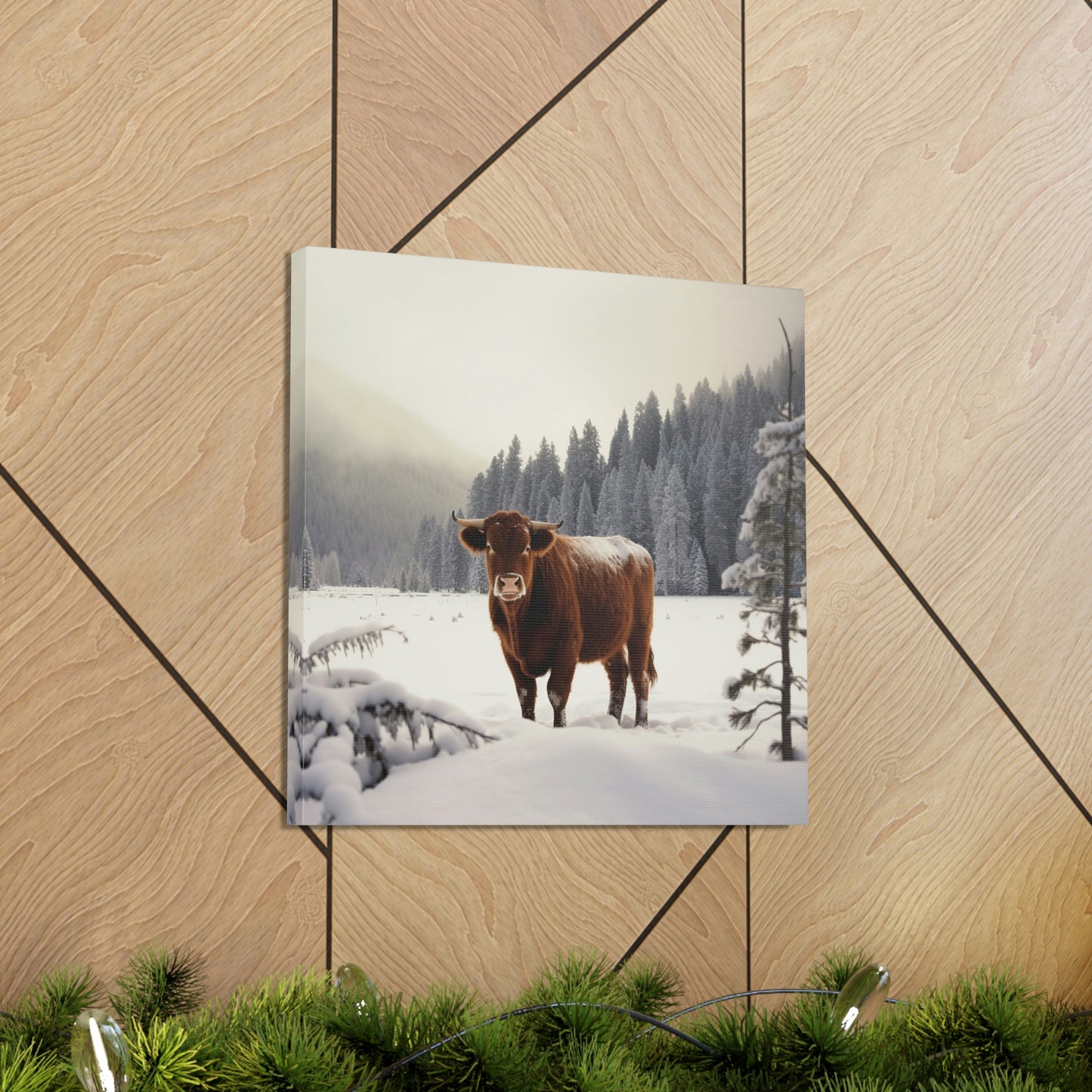 Canvas Gallery Wraps Cow Snow 3