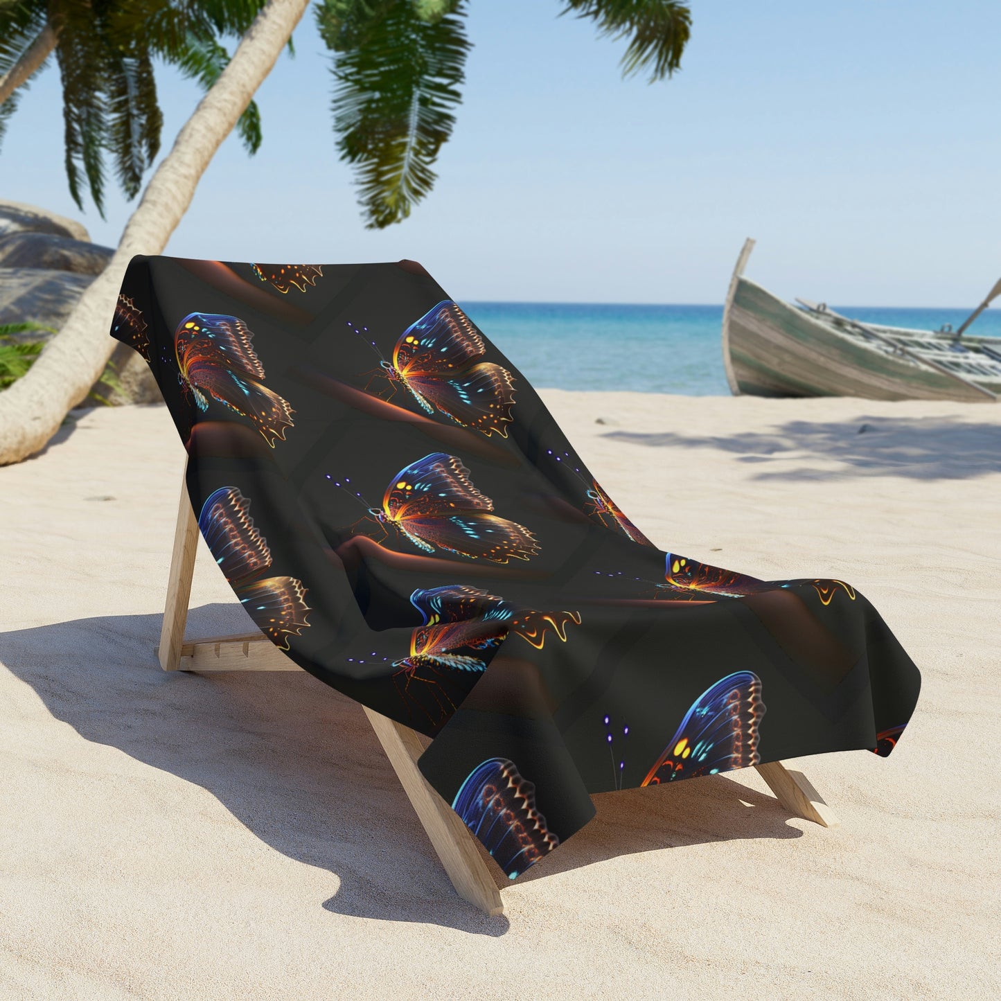 Beach Towel Colorful Butterfly Fluttering 2