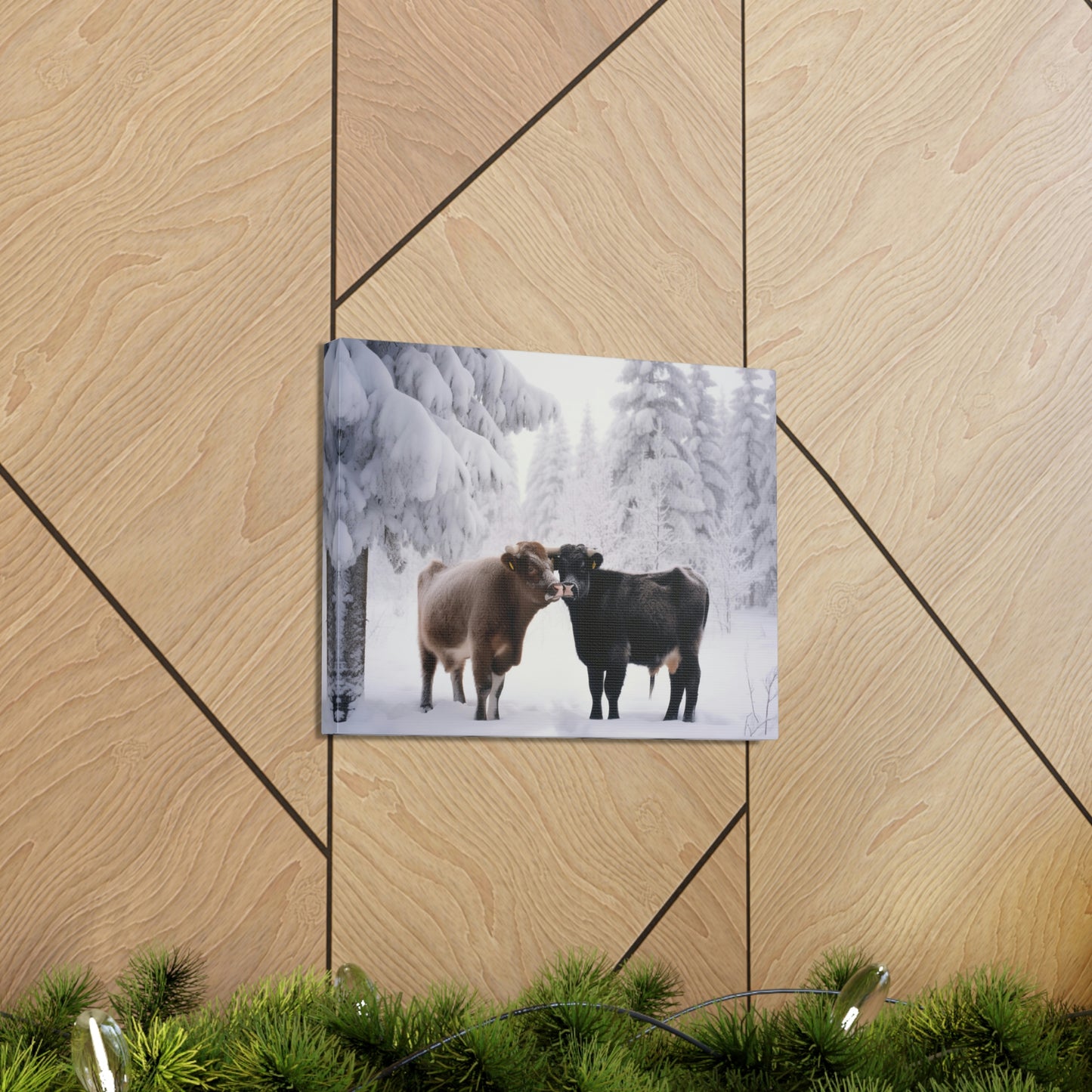 Canvas Gallery Wraps Long Haired Cow snow 3