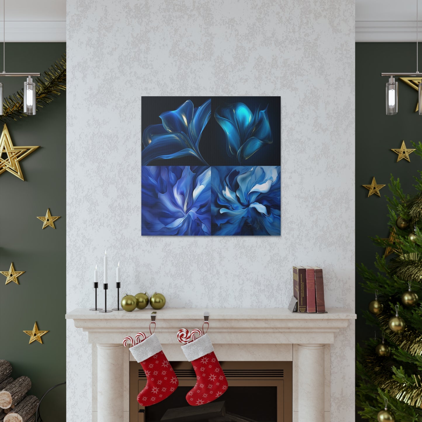 Canvas Gallery Wraps Abstract Blue Tulip 5