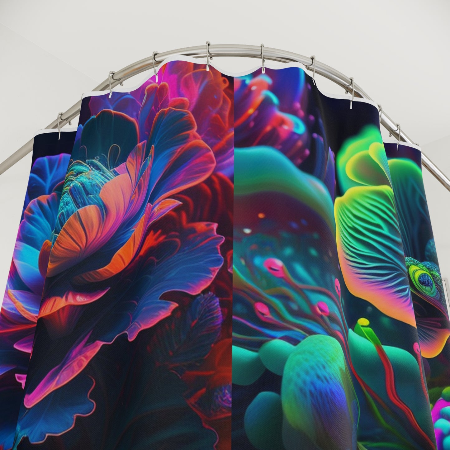 Polyester Shower Curtain Neon Florescent Glow