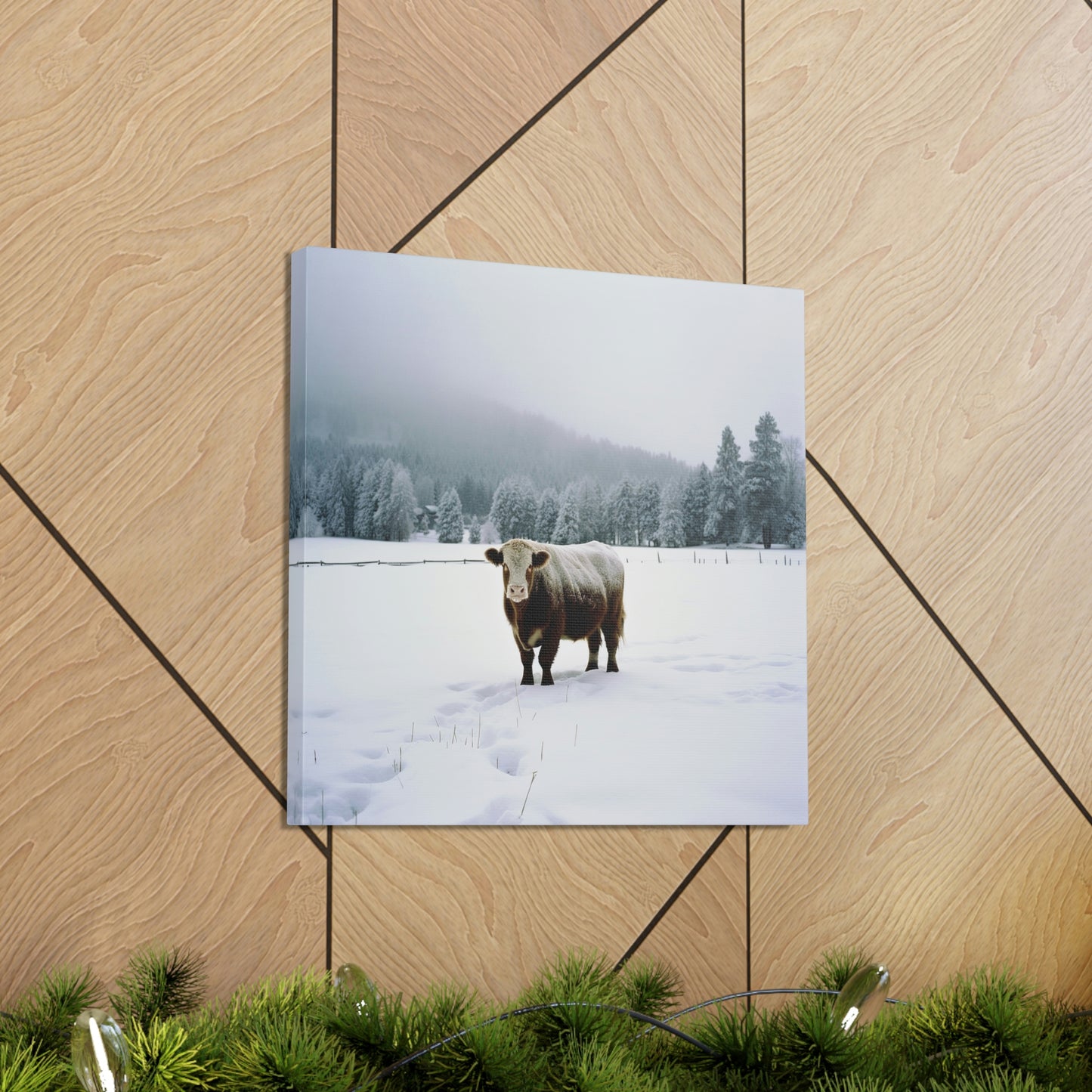 Canvas Gallery Wraps  Cow Snow 1