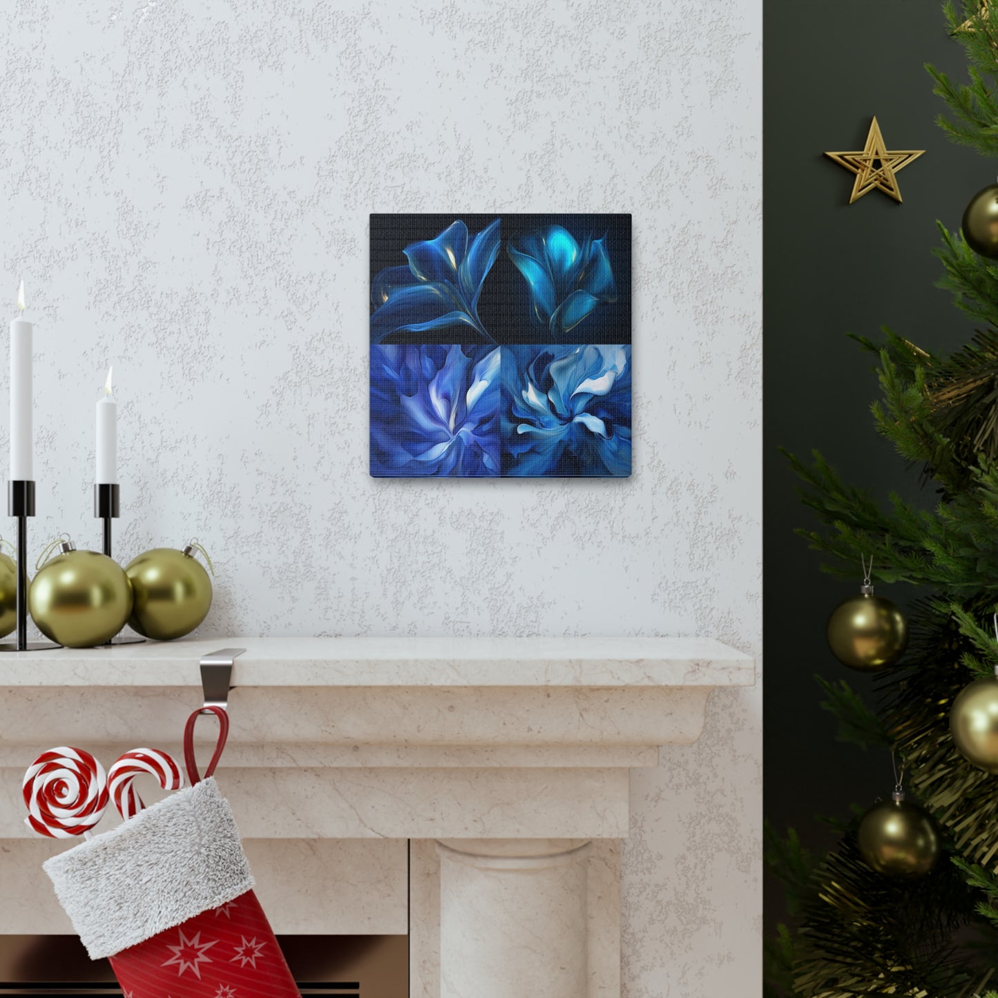 Canvas Gallery Wraps Abstract Blue Tulip 5