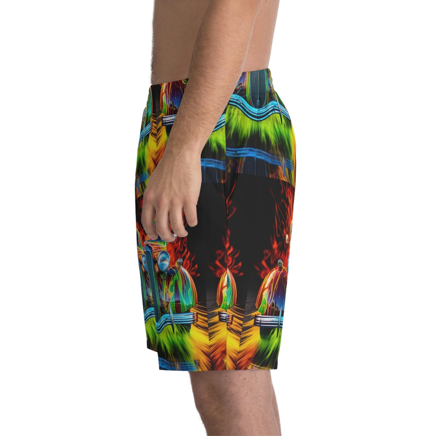 Men's Elastic Beach Shorts (AOP) Hotrod Water 2