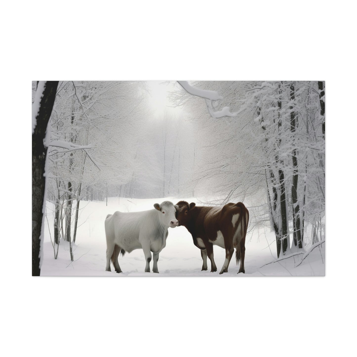 Canvas Gallery Wraps Long Haired Cow snow 4