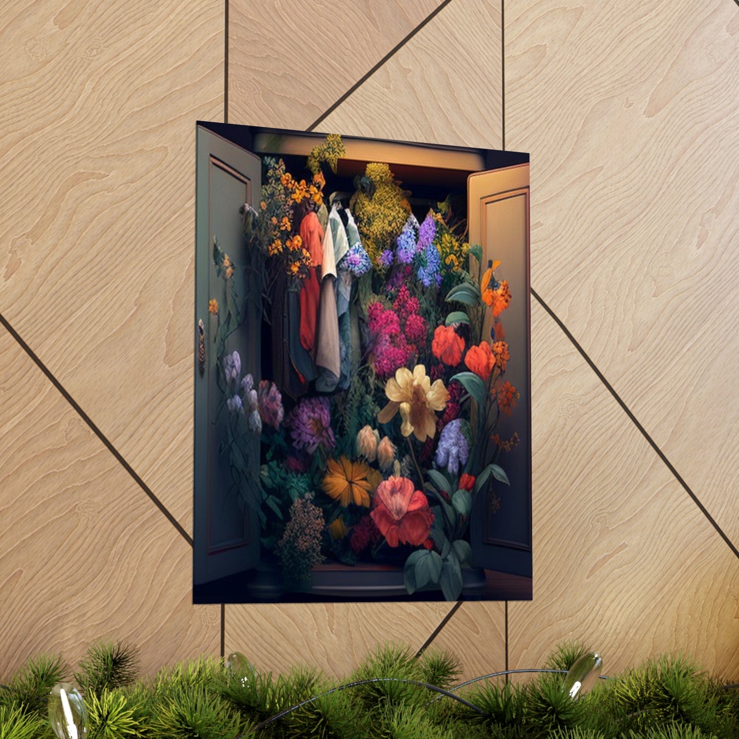 Premium Matte Vertical Posters A Wardrobe Surrounded by Flowers 4