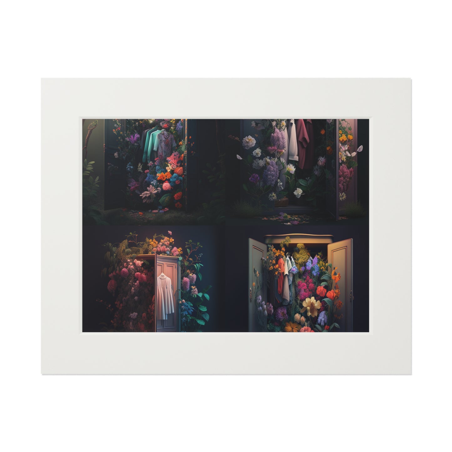 Fine Art Prints (Passepartout Paper Frame) A Wardrobe Surrounded by Flowers 5