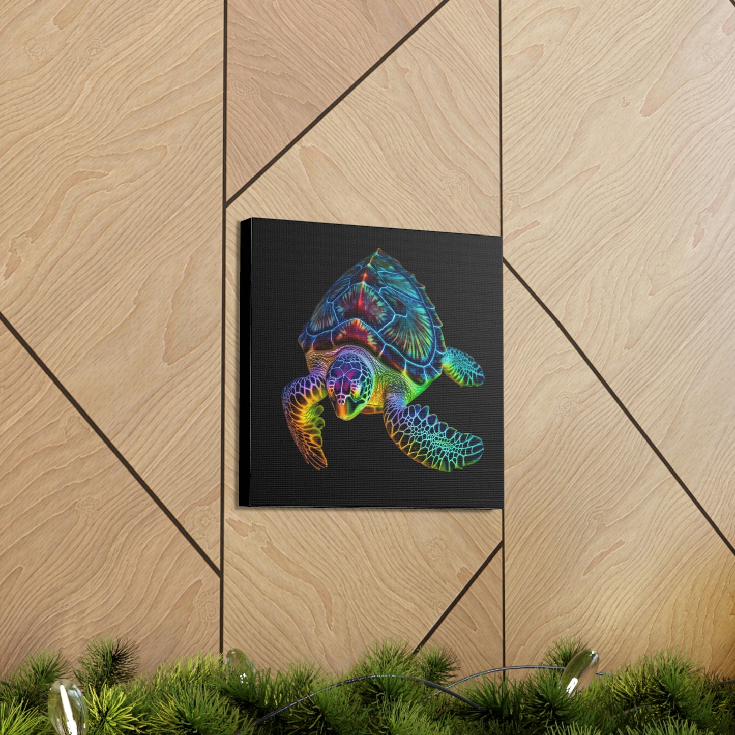 Canvas Gallery Wraps Neon Sea Turtle 1