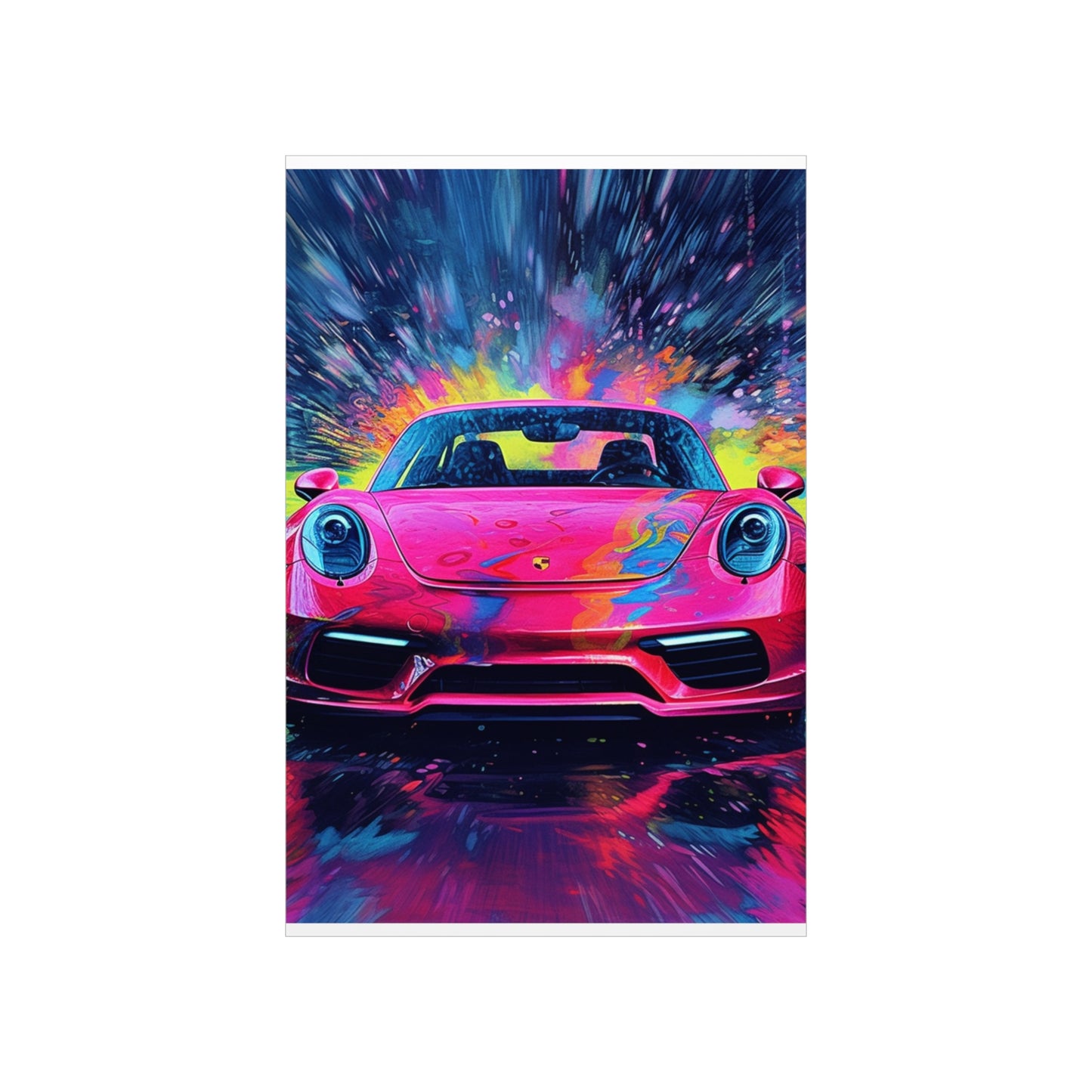 Premium Matte Vertical Posters Pink Porsche water fusion 3