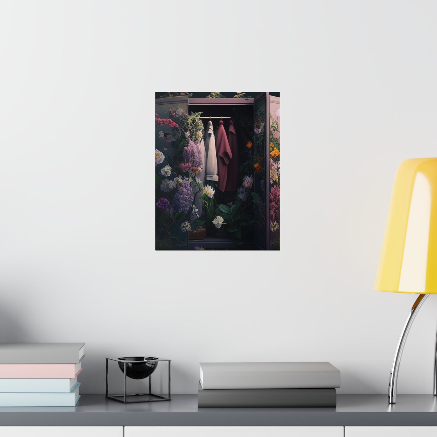 Premium Matte Vertical Posters A Wardrobe Surrounded by Flowers 2