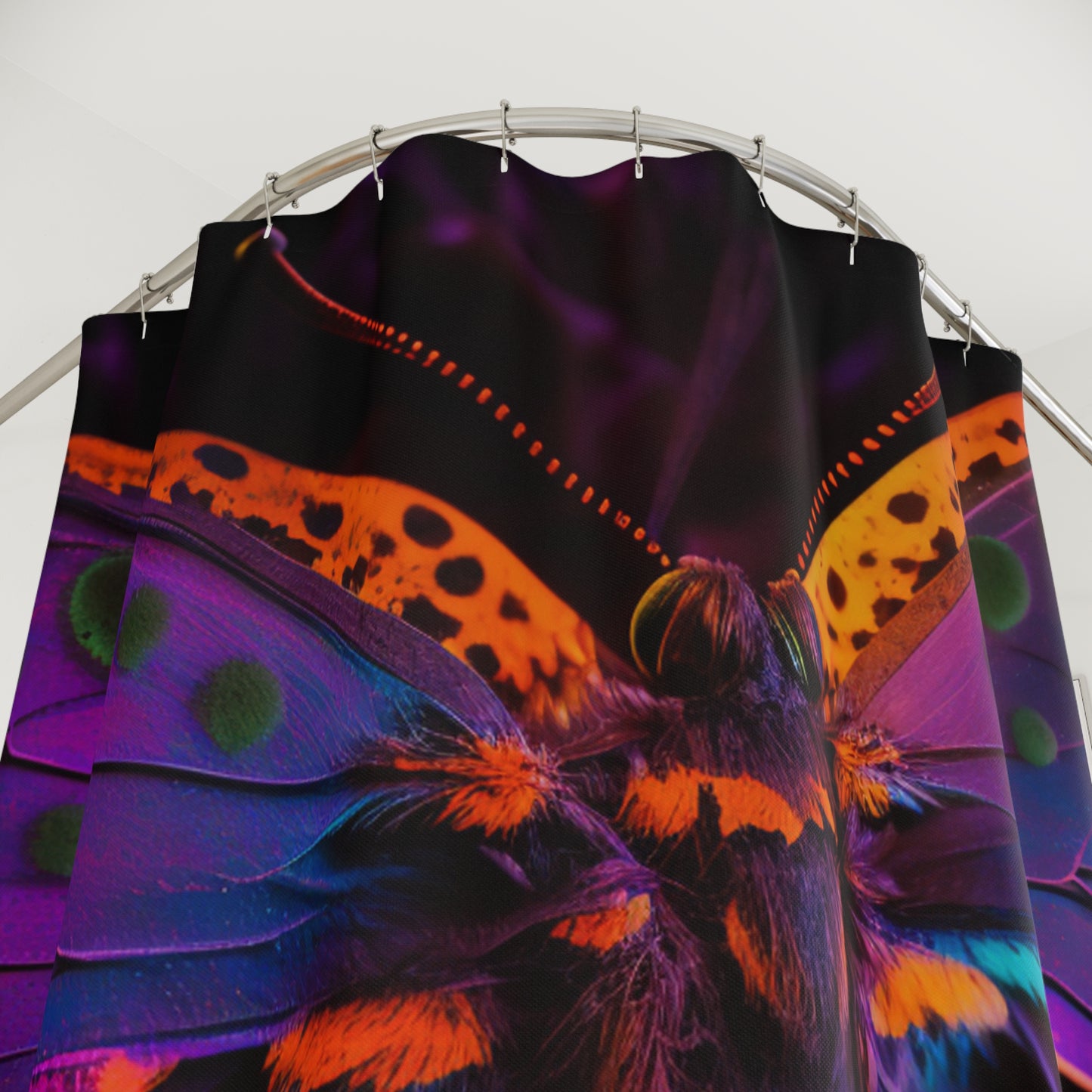 Polyester Shower Curtain Florescent Butterfly Fluttering 3