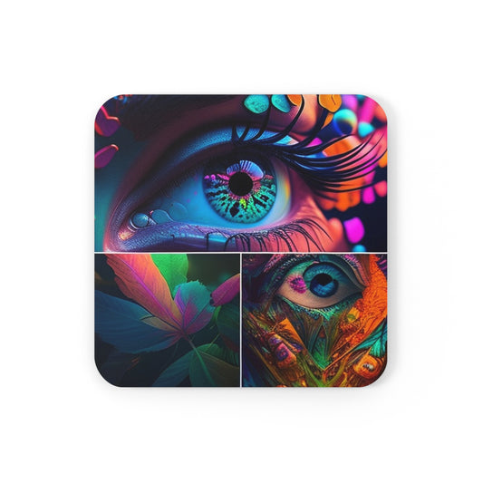 Cork Back Coaster Neon Florescent Glow 3