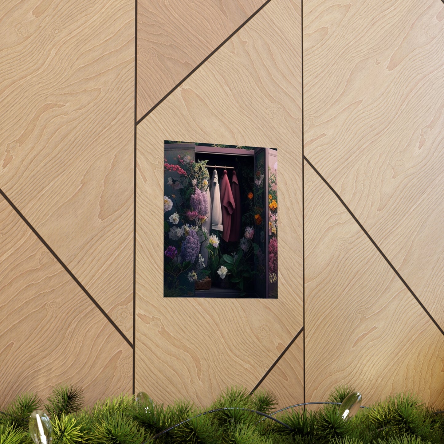 Premium Matte Vertical Posters A Wardrobe Surrounded by Flowers 2