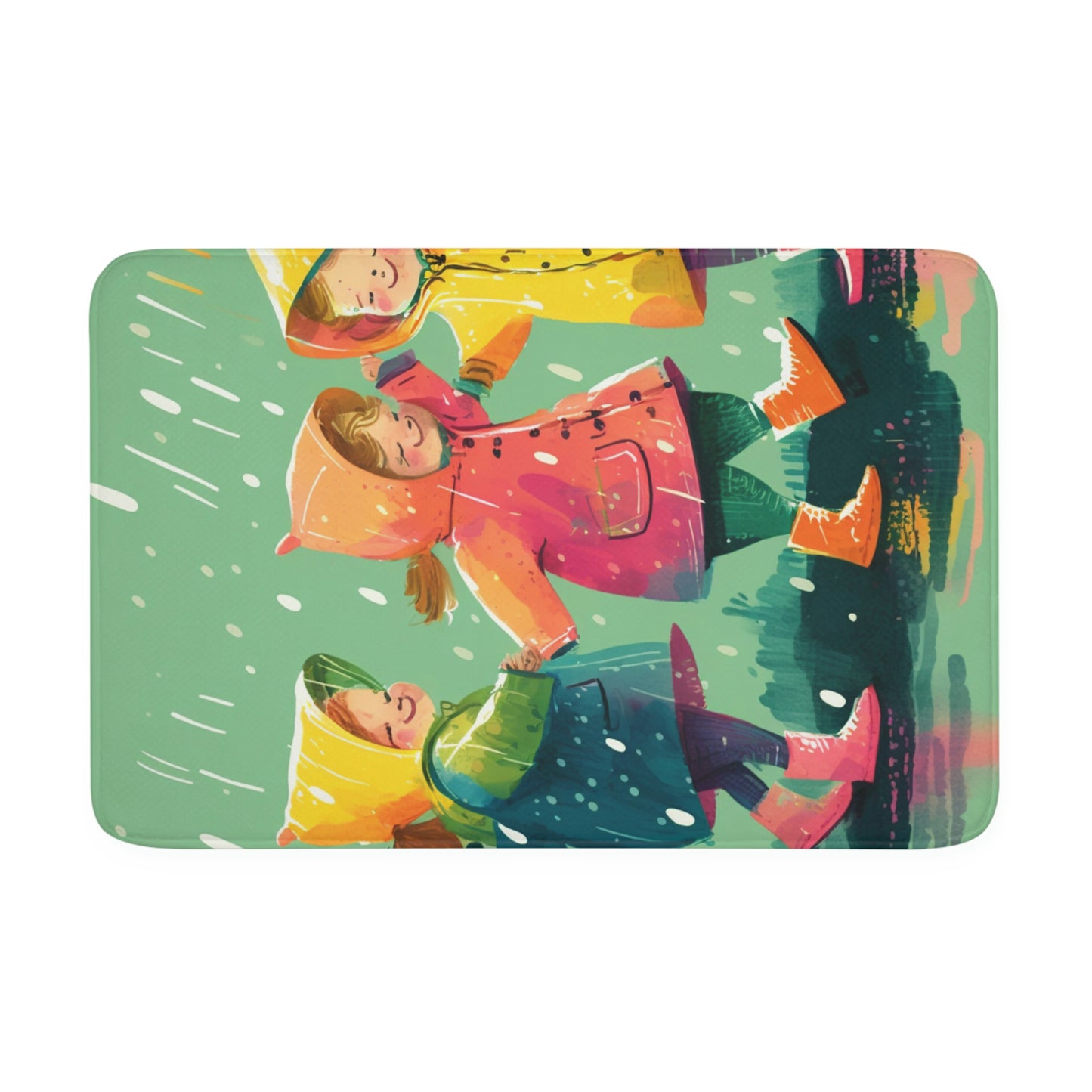 Memory Foam Bath Mat kids dancing rain 6