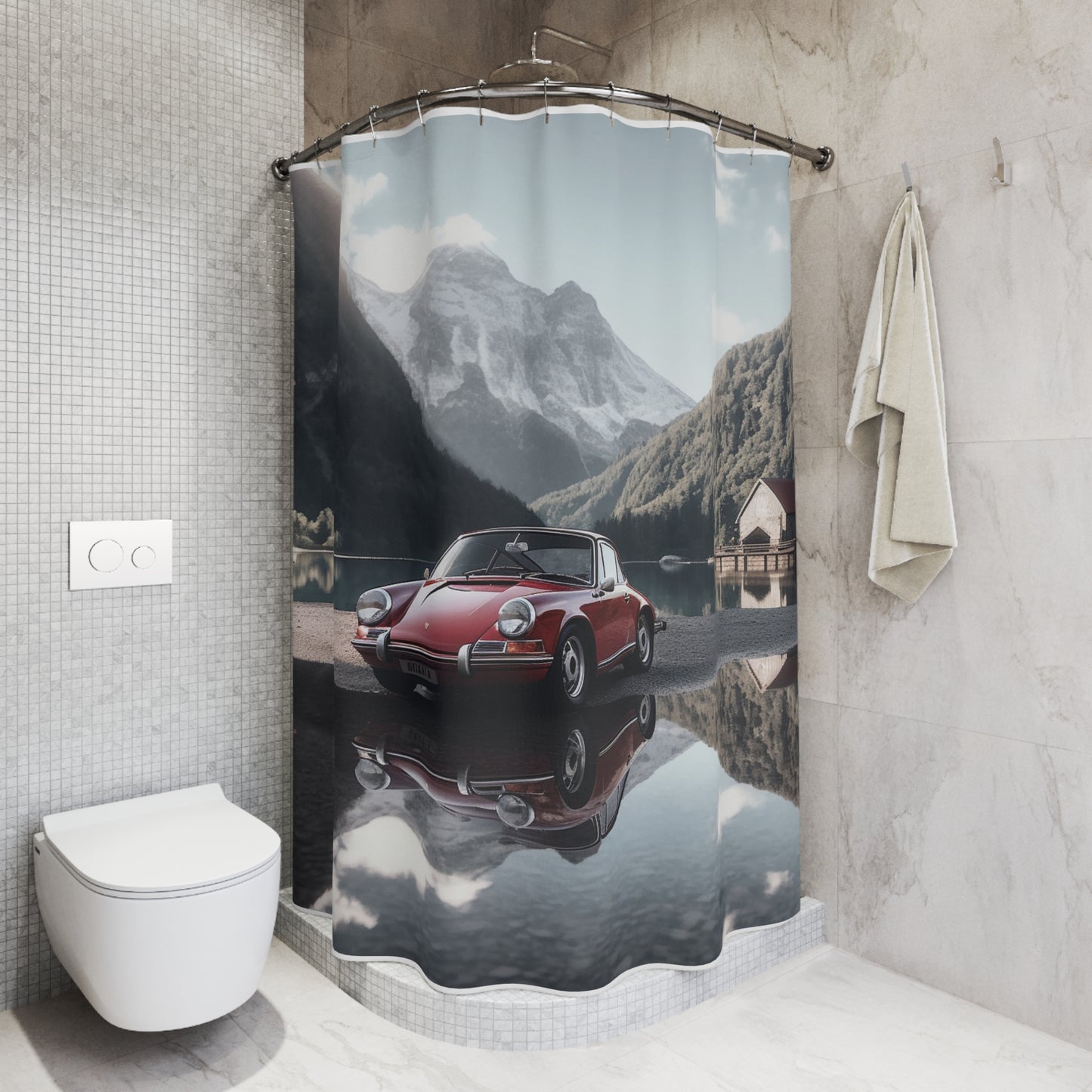Polyester Shower Curtain Porsche Lake 4