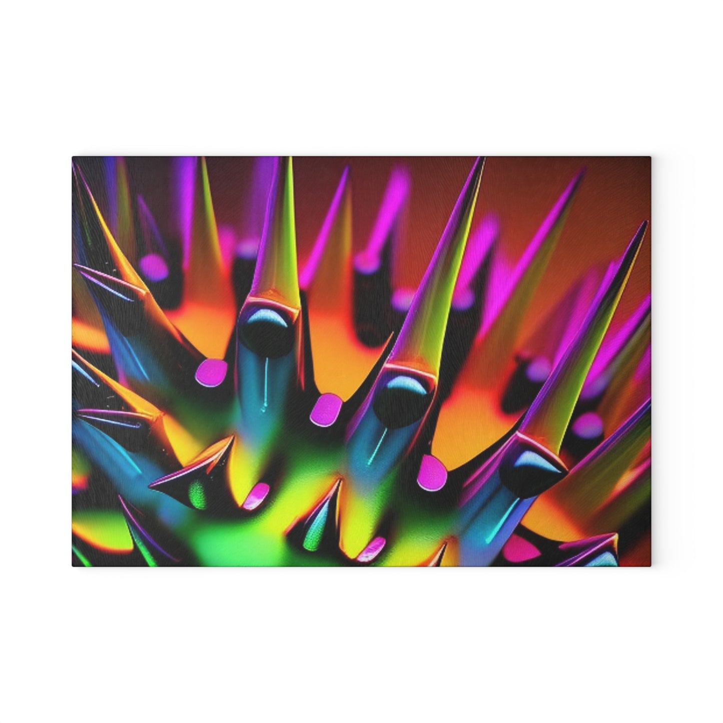 Glass Cutting Board Macro Neon Spike 1