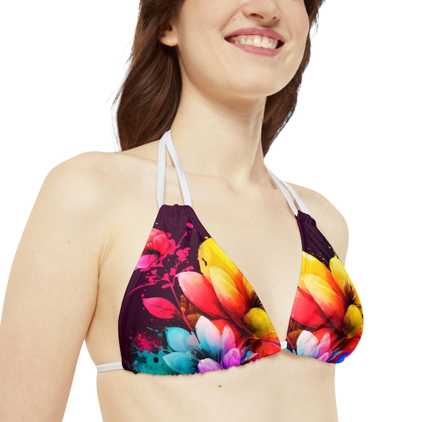 Strappy Bikini Set (AOP) Bright Spring Flowers 3