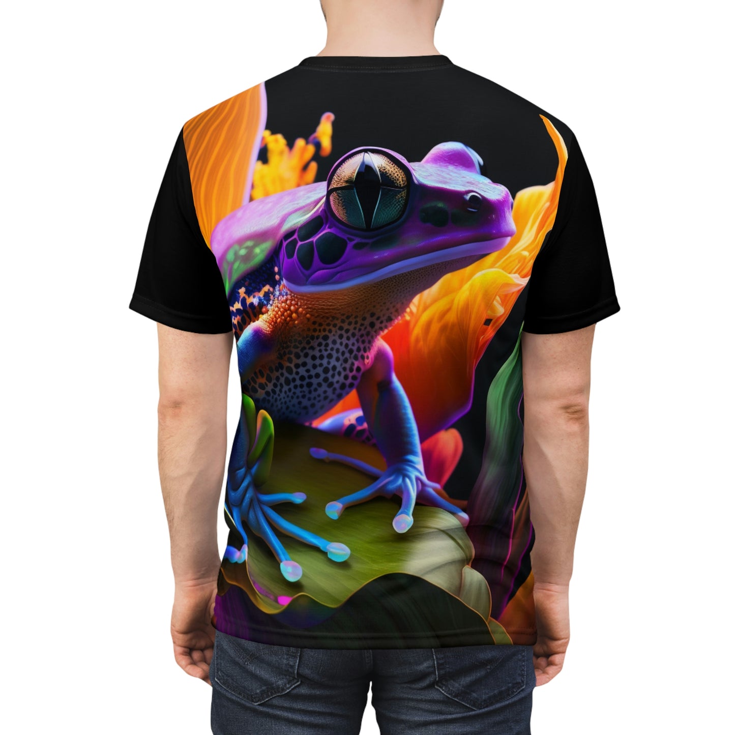 Unisex Cut & Sew Tee (AOP) Macro Dart frog 3