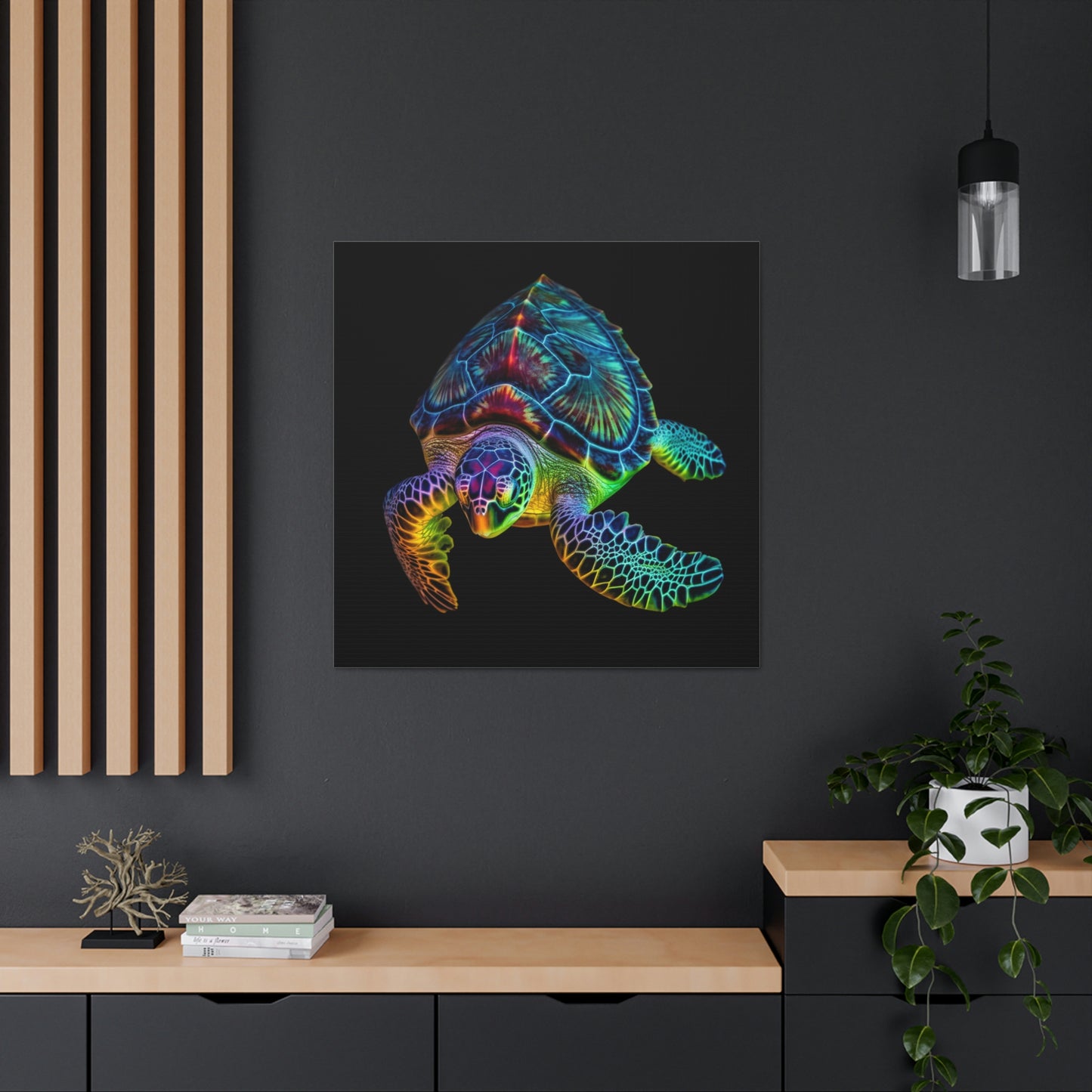 Canvas Gallery Wraps Neon Sea Turtle 1