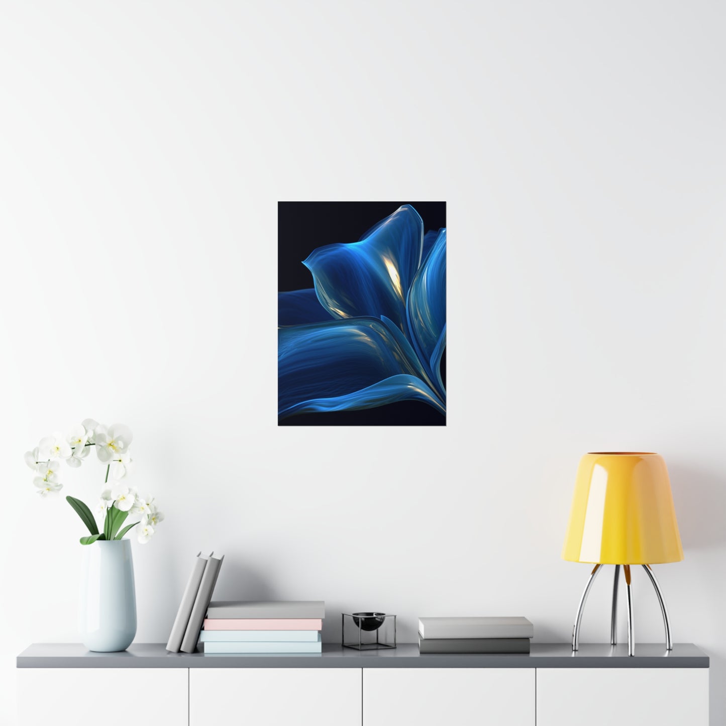 Premium Matte Vertical Posters Abstract Blue Tulip 1