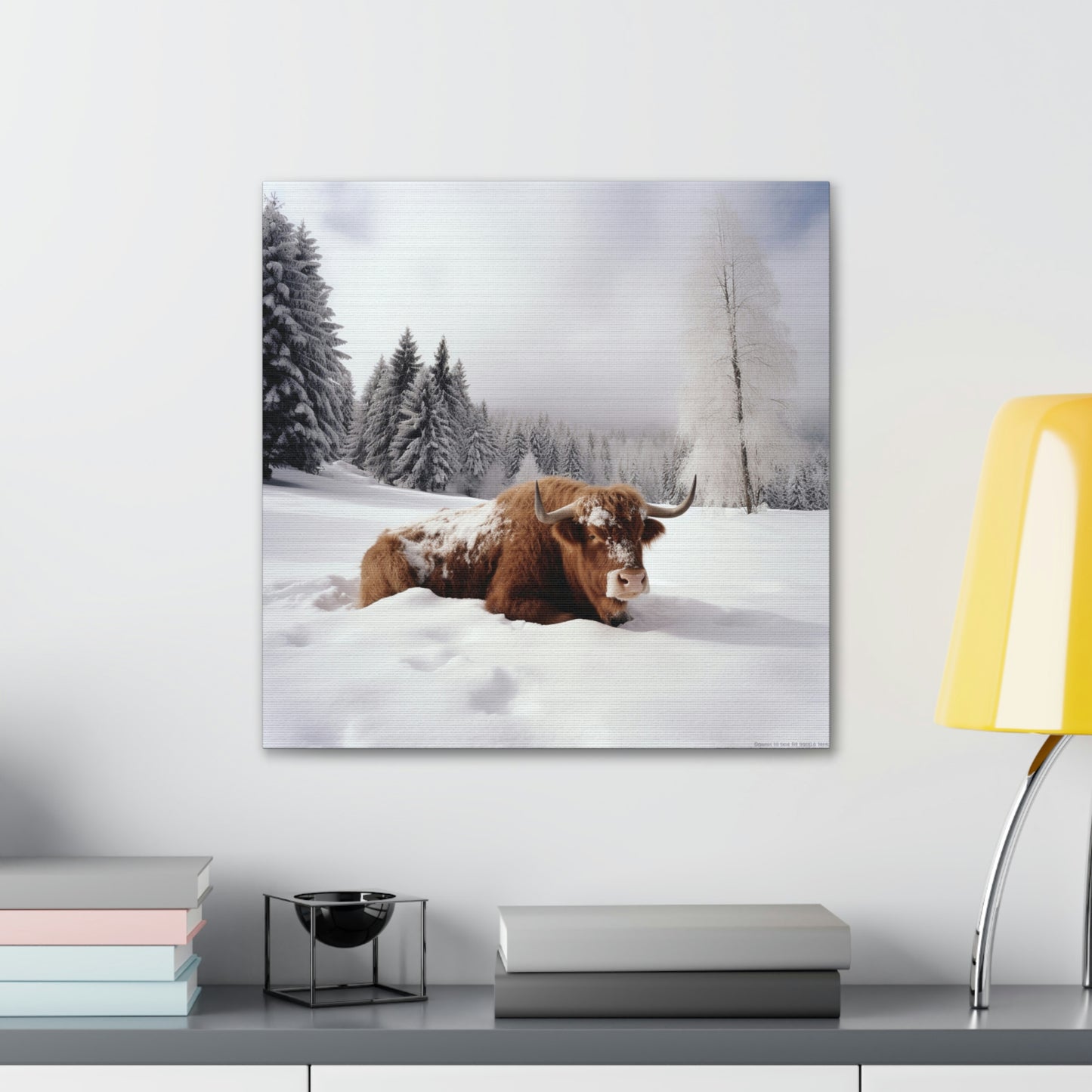 Canvas Gallery Wraps Cow Snow 2