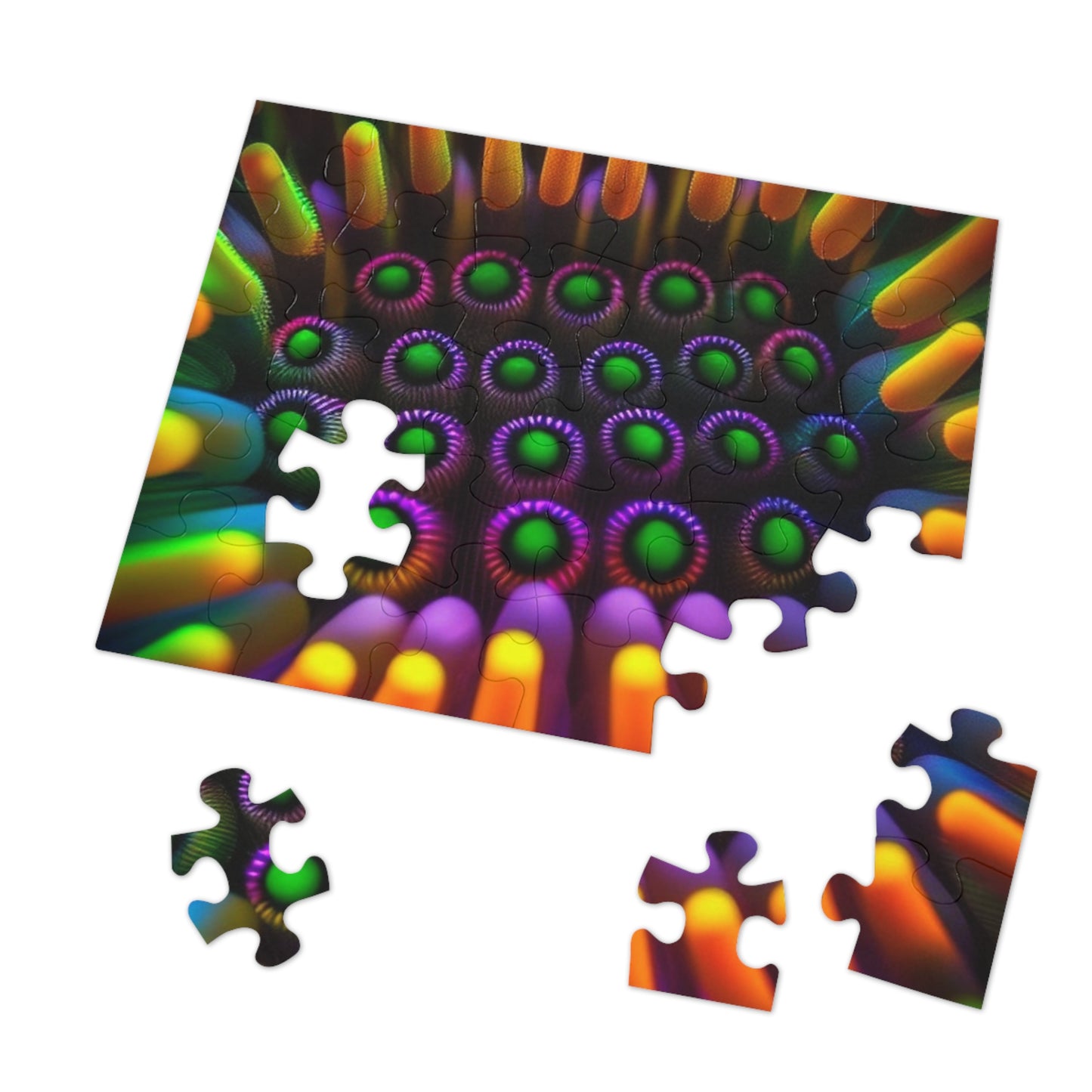 Jigsaw Puzzle (30, 110, 252, 500,1000-Piece) Macro Cactus neon square 4
