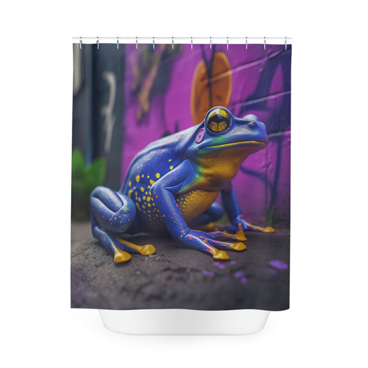 Polyester Shower Curtain dart frog street art 2