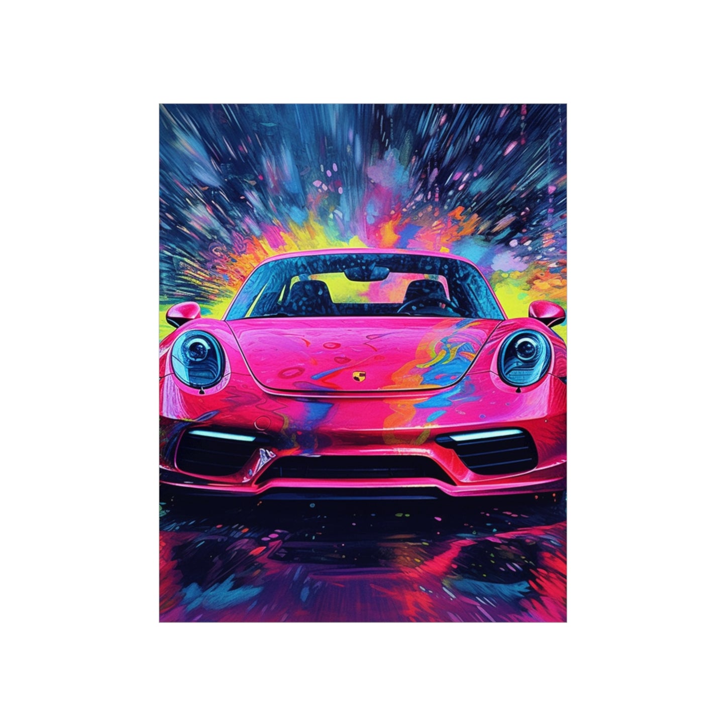 Premium Matte Vertical Posters Pink Porsche water fusion 3