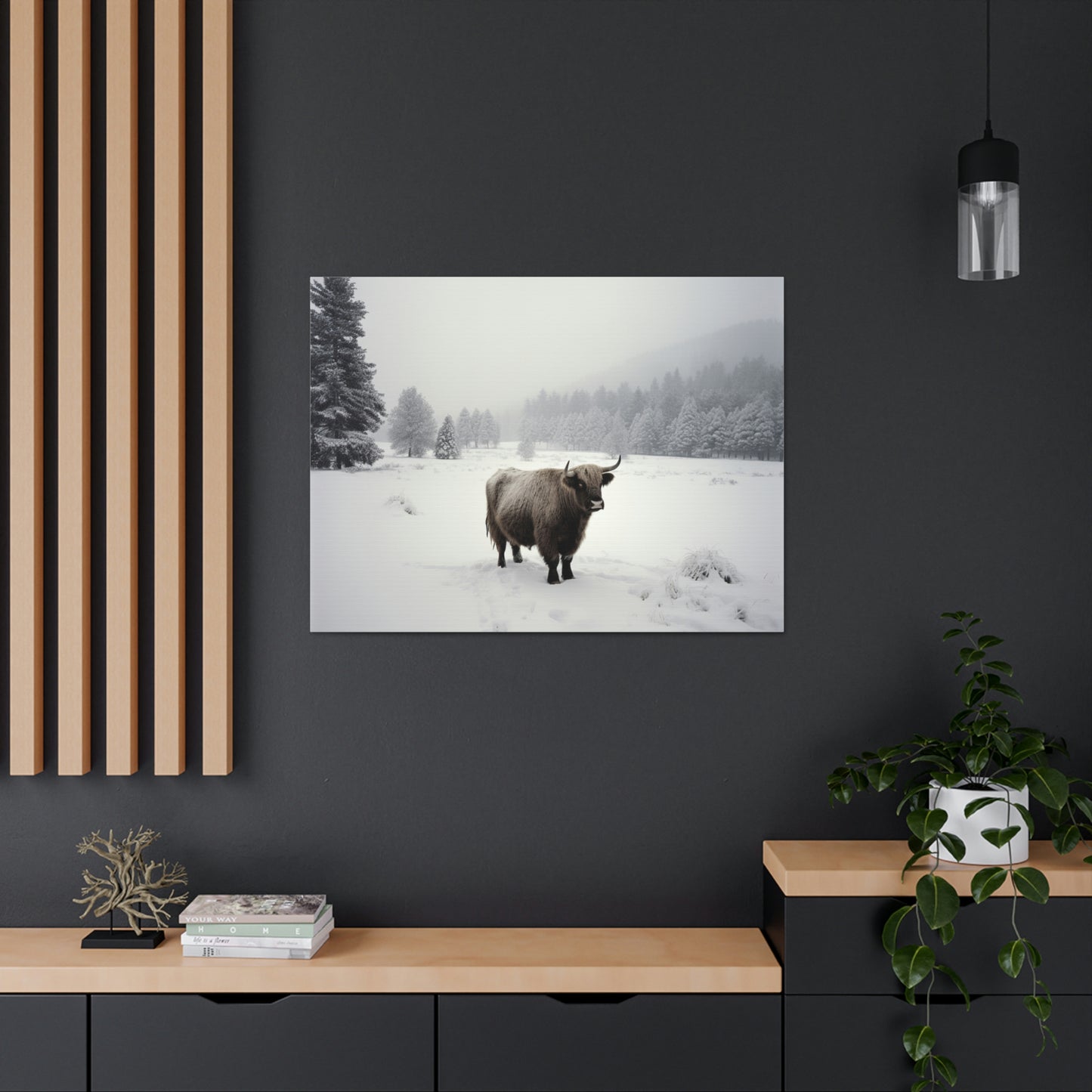 Canvas Gallery Wraps Cow Snow 4