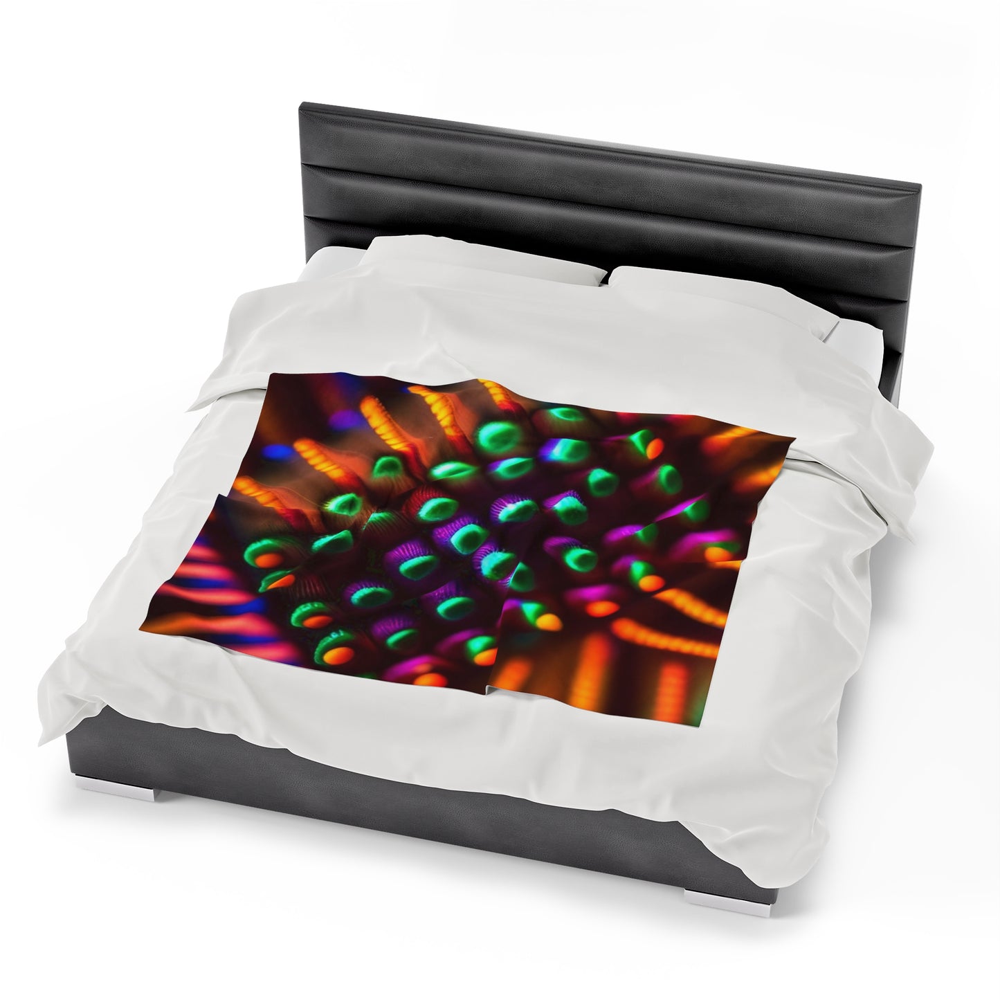 Velveteen Plush Blanket Macro Cactus neon square 3