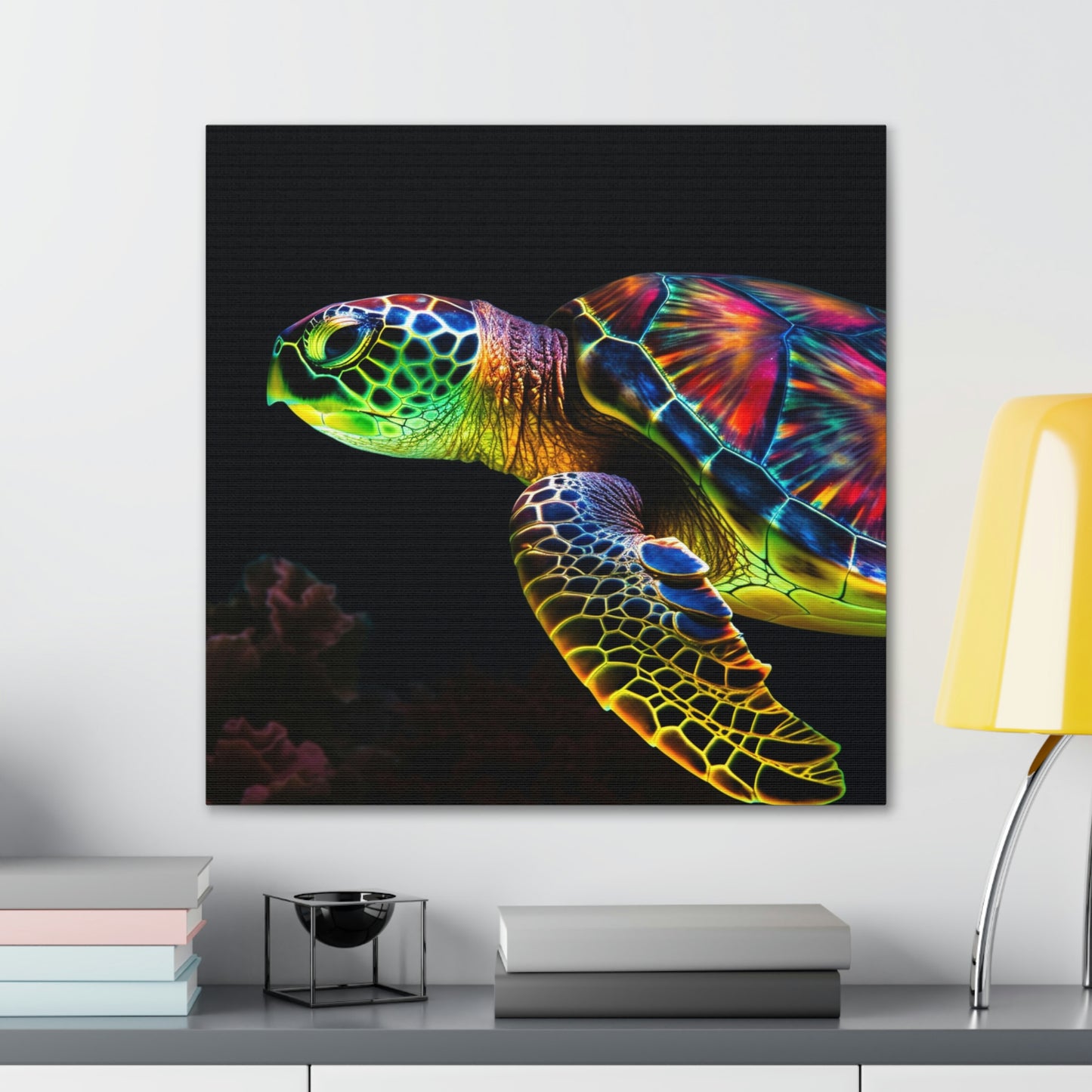 Canvas Gallery Wraps Neon Sea Turtle 4