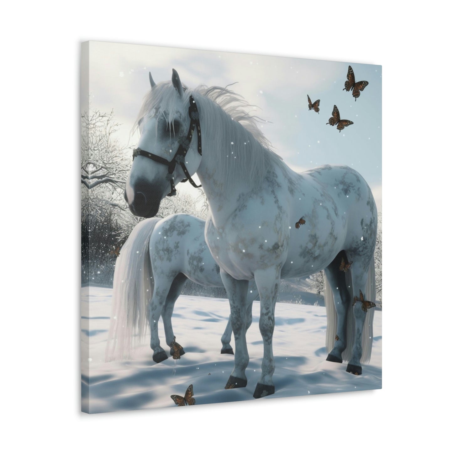 Canvas Gallery Wraps Butterfly Snow Horses 1