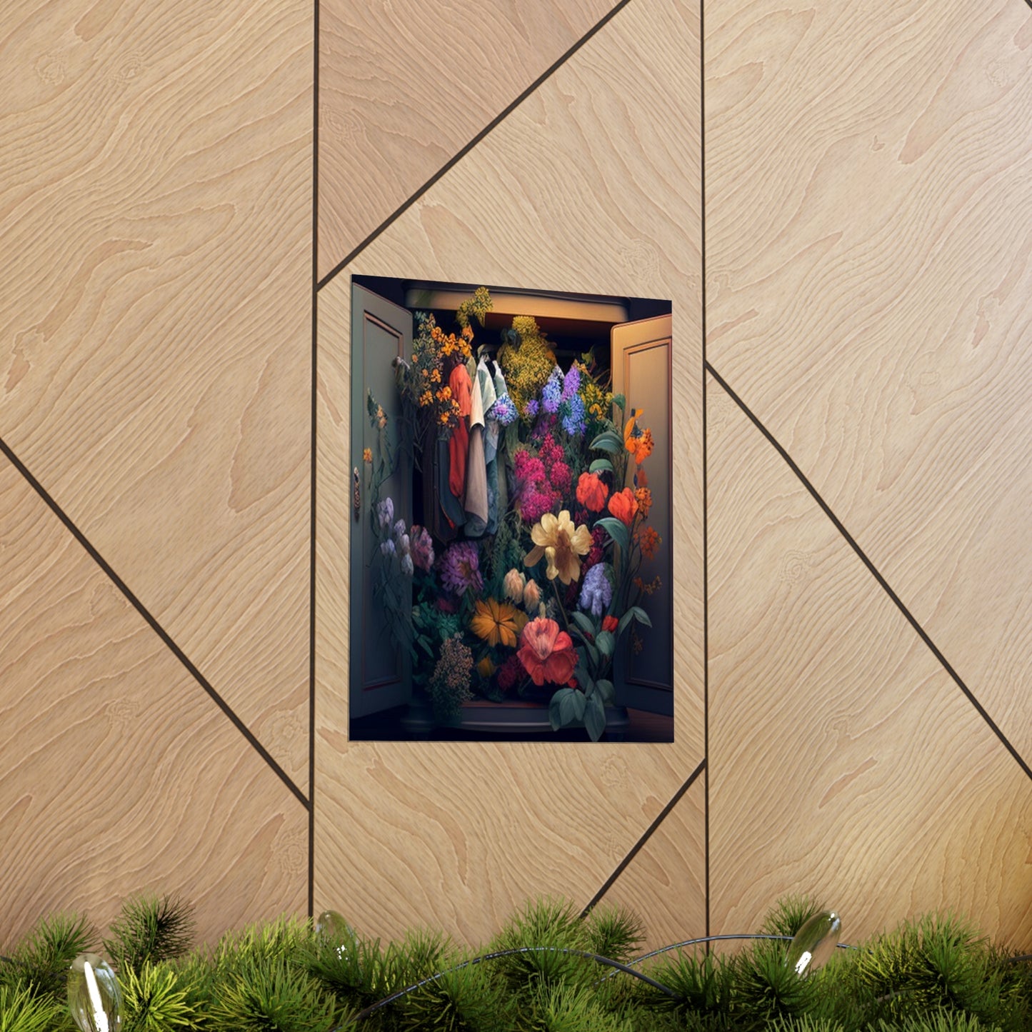 Premium Matte Vertical Posters A Wardrobe Surrounded by Flowers 4